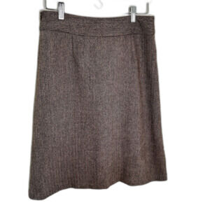 Eddie Bauer Houndstooth Wool Blend Knee-Length Skirt Size 6 Classic Preppy Style